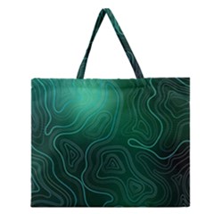 Green Line Shape Stripe Corolla Zipper Large Tote Bag by Ravend