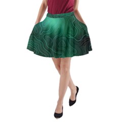 Green Line Shape Stripe Corolla A-line Pocket Skirt by Ravend