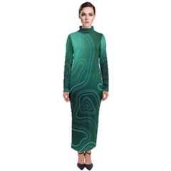 Green Line Shape Stripe Corolla Turtleneck Maxi Dress by Ravend