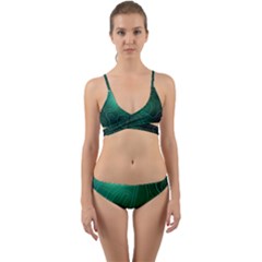 Green Line Shape Stripe Corolla Wrap Around Bikini Set by Ravend