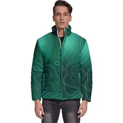 Green Line Shape Stripe Corolla Men s Puffer Bubble Jacket Coat by Ravend