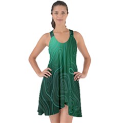 Green Line Shape Stripe Corolla Show Some Back Chiffon Dress by Ravend