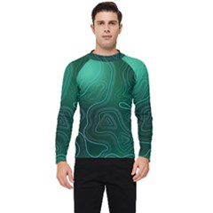 Green Line Shape Stripe Corolla Men s Long Sleeve Rash Guard by Ravend