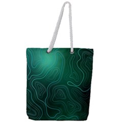 Green Line Shape Stripe Corolla Full Print Rope Handle Tote (large) by Ravend