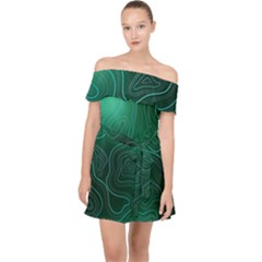 Green Line Shape Stripe Corolla Off Shoulder Chiffon Dress by Ravend