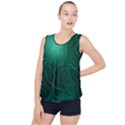 Green Line Shape Stripe Corolla Bubble Hem Chiffon Tank Top View1