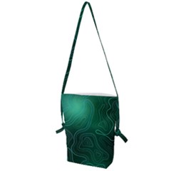 Green Line Shape Stripe Corolla Folding Shoulder Bag by Ravend