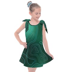 Green Line Shape Stripe Corolla Kids  Tie Up Tunic Dress by Ravend