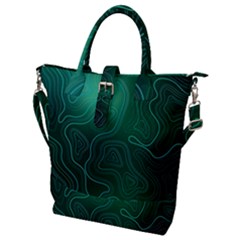 Green Line Shape Stripe Corolla Buckle Top Tote Bag by Ravend