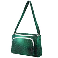 Green Line Shape Stripe Corolla Front Pocket Crossbody Bag by Ravend