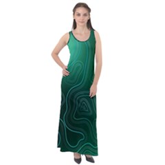 Green Line Shape Stripe Corolla Sleeveless Velour Maxi Dress by Ravend