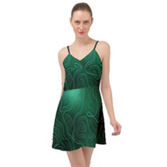 Green Line Shape Stripe Corolla Summer Time Chiffon Dress by Ravend