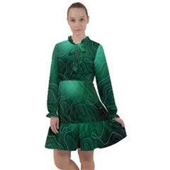 Green Line Shape Stripe Corolla All Frills Chiffon Dress by Ravend