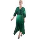 Green Line Shape Stripe Corolla Quarter Sleeve Wrap Front Maxi Dress View1