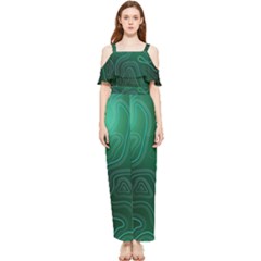 Green Line Shape Stripe Corolla Draped Sleeveless Chiffon Jumpsuit by Ravend