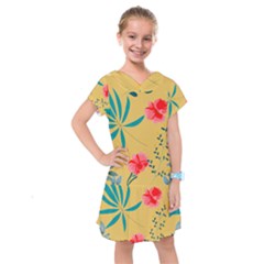 Nature Floral Flower Petal Leaves Leaf Plant Kids  Drop Waist Dress by Ravend