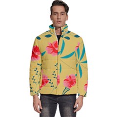 Nature Floral Flower Petal Leaves Leaf Plant Men s Puffer Bubble Jacket Coat by Ravend