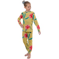 Nature Floral Flower Petal Leaves Leaf Plant Kids  Long Sleeve Set  by Ravend