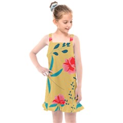 Nature Floral Flower Petal Leaves Leaf Plant Kids  Overall Dress by Ravend