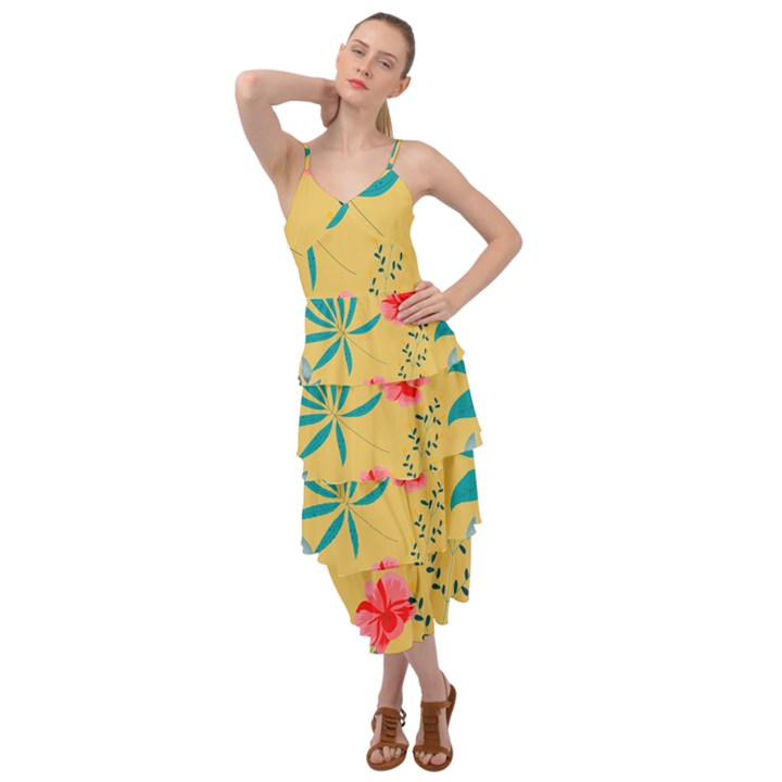 Nature Floral Flower Petal Leaves Leaf Plant Layered Bottom Dress