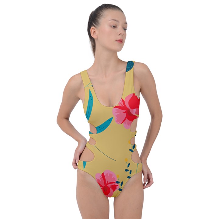 Nature Floral Flower Petal Leaves Leaf Plant Side Cut Out Swimsuit