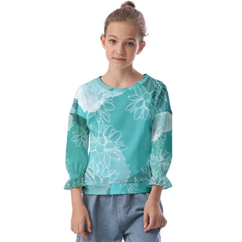 Flower Floral Design Background Kids  Cuff Sleeve Top by Ravend