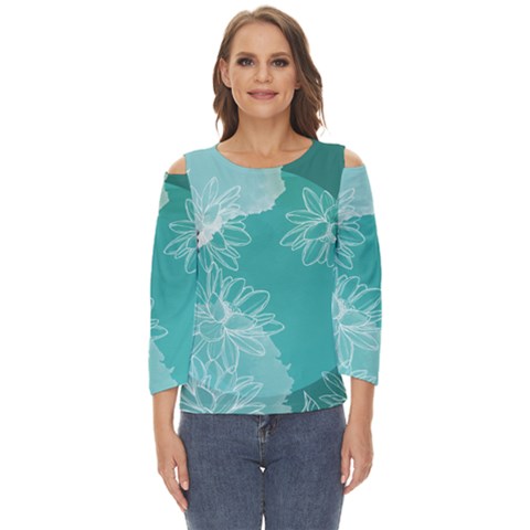 Flower Floral Design Background Cut Out Wide Sleeve Top by Ravend