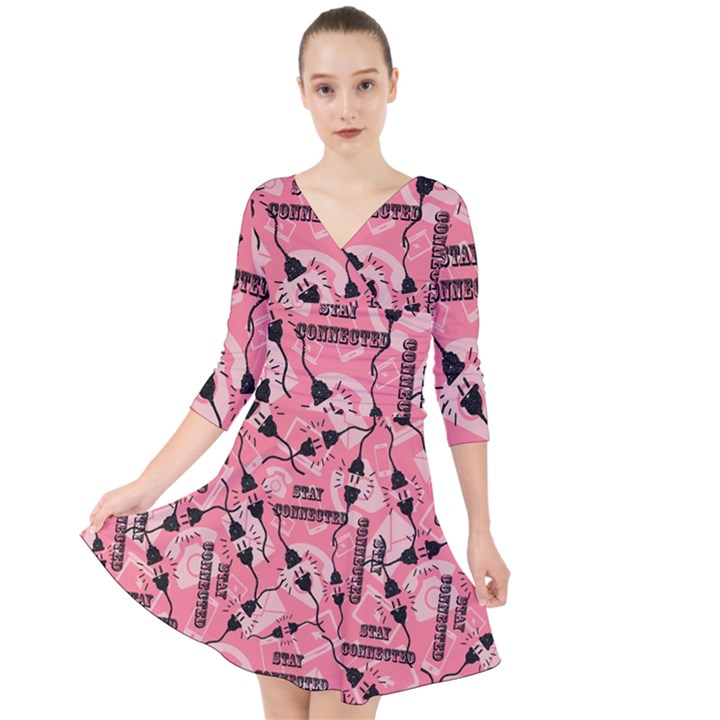 Connection Get Connected Technology Quarter Sleeve Front Wrap Dress