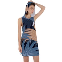 Leaves Background Digital Paper Racer Back Hoodie Dress by Ravend