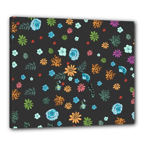 Floral Flower Leaves Background Floral Canvas 24  X 20  (stretched) by Ravend