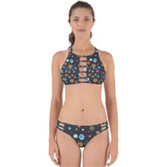 Floral Flower Leaves Background Floral Perfectly Cut Out Bikini Set by Ravend