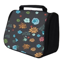 Floral Flower Leaves Background Floral Full Print Travel Pouch (small) by Ravend