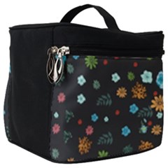 Floral Flower Leaves Background Floral Make Up Travel Bag (big) by Ravend