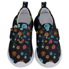 Floral Flower Leaves Background Floral Kids  Velcro No Lace Shoes by Ravend