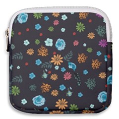 Floral Flower Leaves Background Floral Mini Square Pouch by Ravend