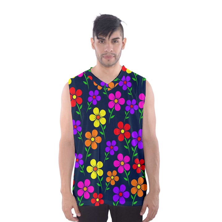 Background Flower Floral Bloom Men s Basketball Tank Top