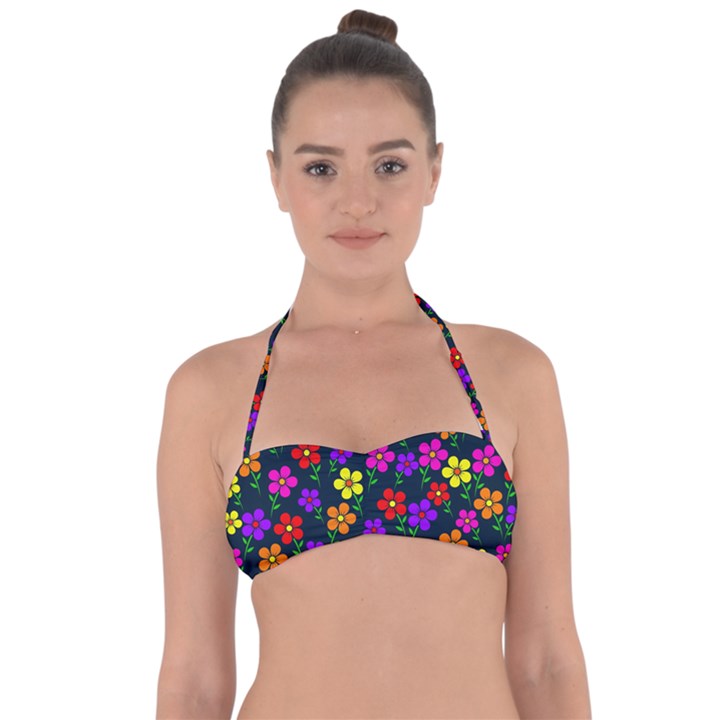 Background Flower Floral Bloom Halter Bandeau Bikini Top