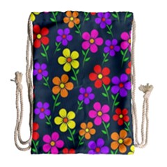 Background Flower Floral Bloom Drawstring Bag (large) by Ravend