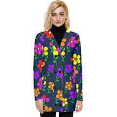 Background Flower Floral Bloom Button Up Hooded Coat  by Ravend