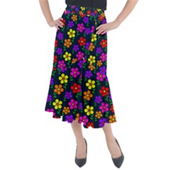 Background Flower Floral Bloom Midi Mermaid Skirt by Ravend