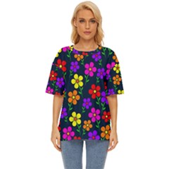 Background Flower Floral Bloom Oversized Basic Tee by Ravend