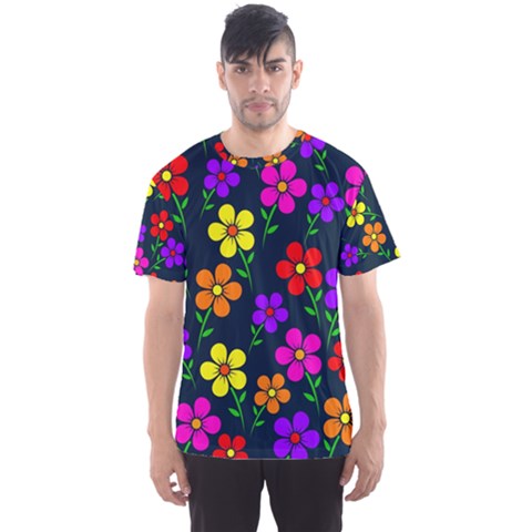 Background Flower Floral Bloom Men s Sport Mesh Tee by Ravend