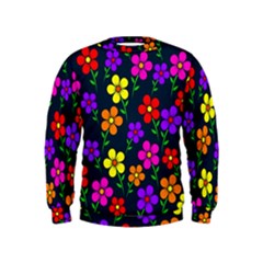 Background Flower Floral Bloom Kids  Sweatshirt by Ravend