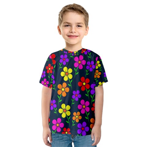 Background Flower Floral Bloom Kids  Sport Mesh Tee by Ravend