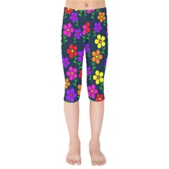 Background Flower Floral Bloom Kids  Capri Leggings  by Ravend