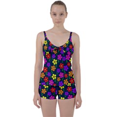 Background Flower Floral Bloom Tie Front Two Piece Tankini by Ravend