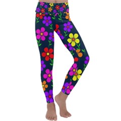 Background Flower Floral Bloom Kids  Lightweight Velour Classic Yoga Leggings by Ravend