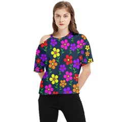 Background Flower Floral Bloom One Shoulder Cut Out Tee by Ravend