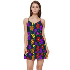 Background Flower Floral Bloom Short Frill Dress by Ravend