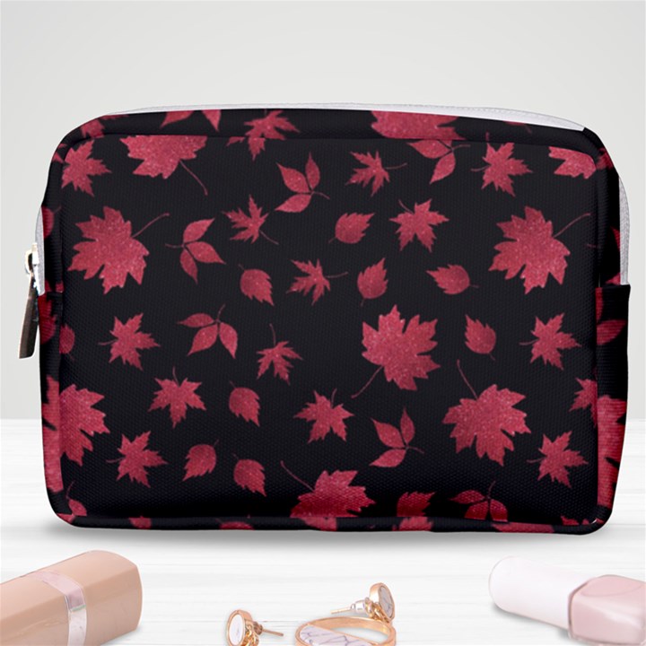 Red Autumn Leaves Autumn Forest Make Up Pouch (Medium)